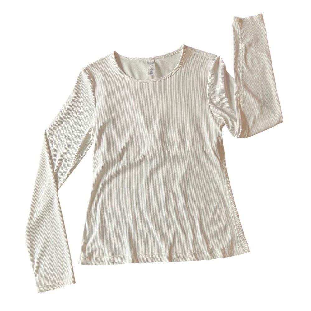 Yogalicious Heavenly Rib Kathleen Long Sleeve Top White Large (1015)